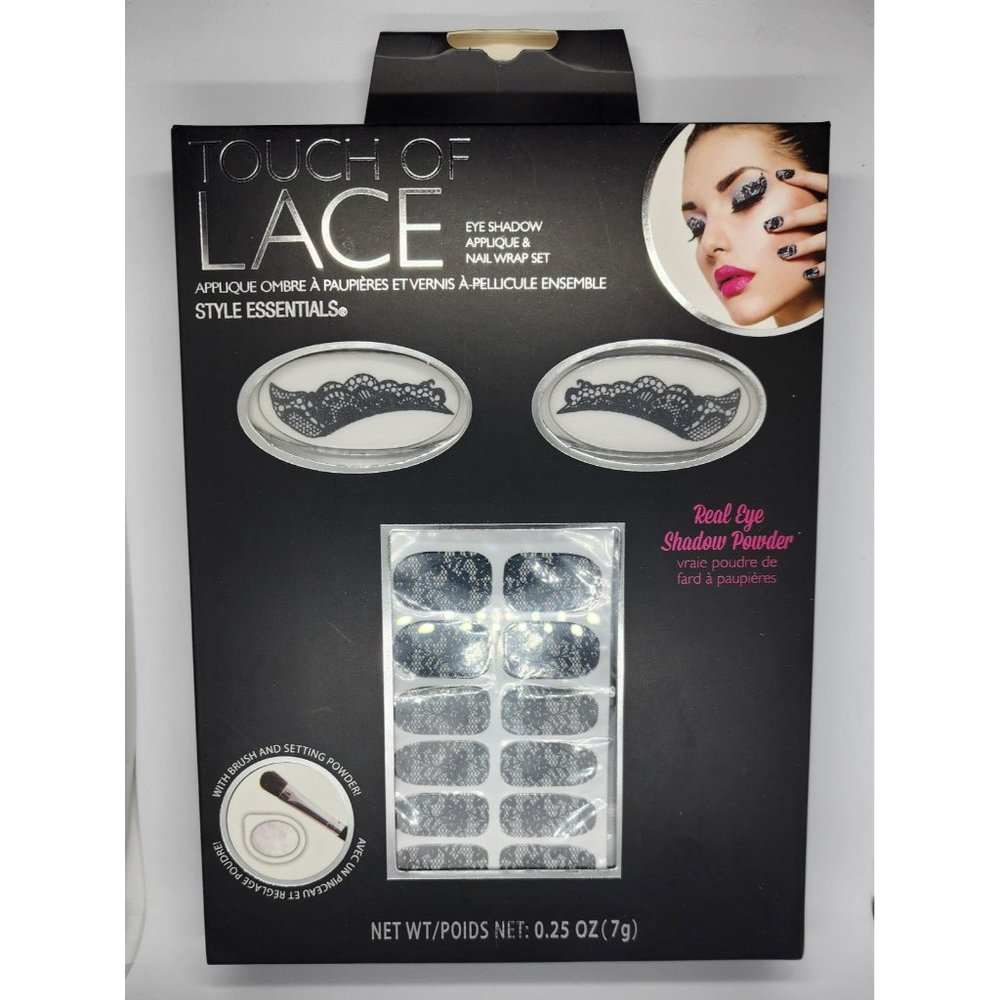 Style Essentials Touch Of Lace Black Lace Eye Shadow Appliqué & Nail Wrap‎ set